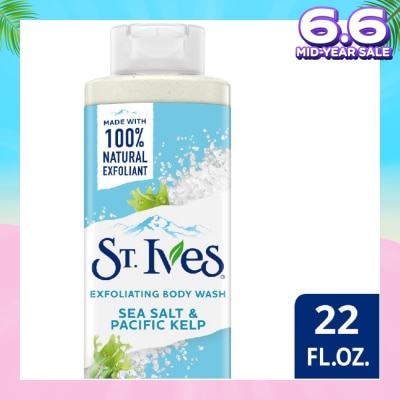 ST IVES Exfoliating Body Wash Sea Salt And Pacific Kelp (100% Natural Exfoliating Walnut Shell, Sea Salt And Kelp Extracts) 650ml