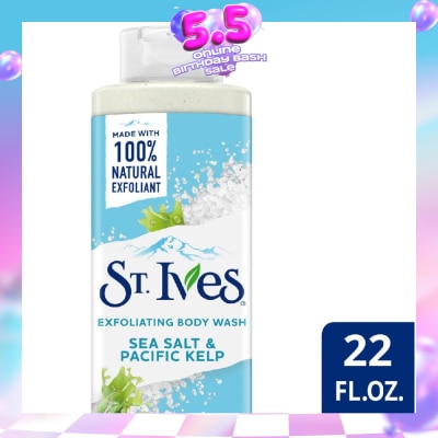 ST IVES - Exfoliating Body Wash Sea Salt And Pacific Kelp (100% Natural Exfoliating Walnut Shell, Sea Salt And Kelp Extracts) 650ml