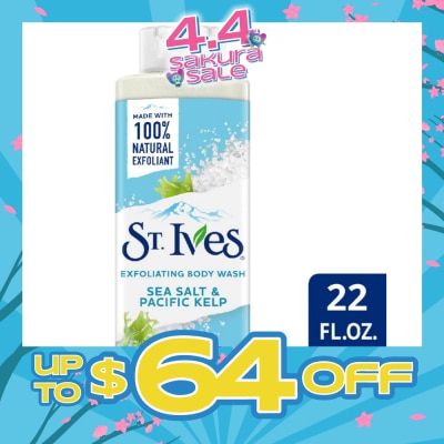 ST IVES - Exfoliating Body Wash Sea Salt And Pacific Kelp (100% Natural Exfoliating Walnut Shell, Sea Salt And Kelp Extracts) 650ml