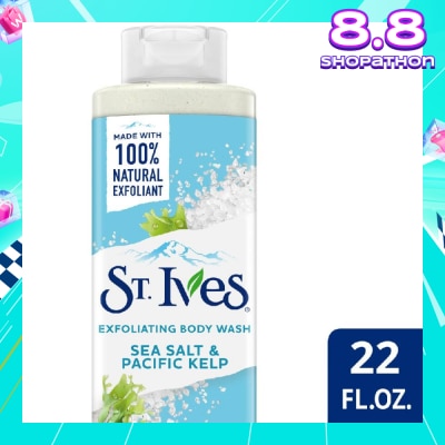 ST IVES Exfoliating Body Wash Sea Salt And Pacific Kelp (100% Natural Exfoliating Walnut Shell, Sea Salt And Kelp Extracts) 650ml
