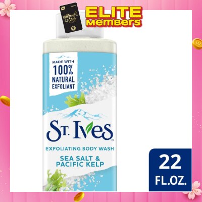 ST IVES Exfoliating Body Wash Sea Salt And Pacific Kelp (100% Natural Exfoliating Walnut Shell, Sea Salt And Kelp Extracts) 650ml
