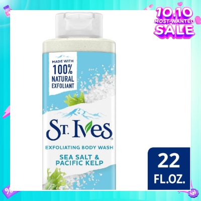 ST IVES Exfoliating Body Wash Sea Salt And Pacific Kelp (100% Natural Exfoliating Walnut Shell, Sea Salt And Kelp Extracts) 650ml