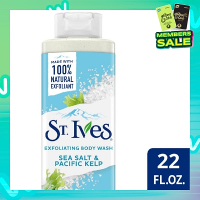 ST IVES Exfoliating Body Wash Sea Salt And Pacific Kelp (100% Natural Exfoliating Walnut Shell, Sea Salt And Kelp Extracts) 650ml