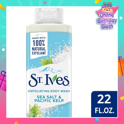 ST IVES Exfoliating Body Wash Sea Salt And Pacific Kelp (100% Natural Exfoliating Walnut Shell, Sea Salt And Kelp Extracts) 650ml