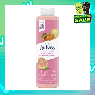 ST IVES Exfoliating Body Wash Pink Lemon And Mandarin Orange (100% Natural Exfoliating Walnut Shell, Lemon Peel And Citrus Extracts) 650ml