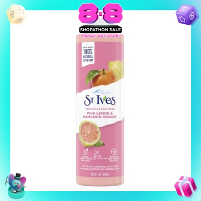 ST IVES - Exfoliating Body Wash Pink Lemon And Mandarin Orange (100% Natural Exfoliating Walnut Shell, Lemon Peel And Citrus Extracts) 650ml