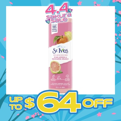 ST IVES - Exfoliating Body Wash Pink Lemon And Mandarin Orange (100% Natural Exfoliating Walnut Shell, Lemon Peel And Citrus Extracts) 650ml