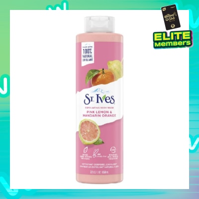 ST IVES Exfoliating Body Wash Pink Lemon And Mandarin Orange (100% Natural Exfoliating Walnut Shell, Lemon Peel And Citrus Extracts) 650ml
