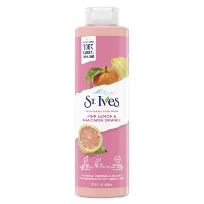 ST IVES Exfoliating Body Wash Pink Lemon And Mandarin Orange (100% Natural Exfoliating Walnut Shell, Lemon Peel And Citrus Extracts) 650ml