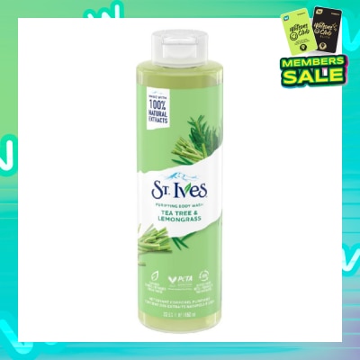 ST IVES Purifying Body Wash Tea Tree And Lemongrass (100% Natural Tea Tree And Lemongrass Extracts) 650ml