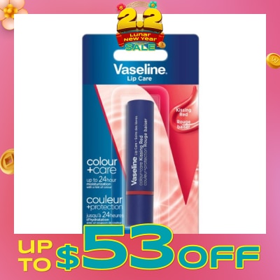 VASELINE Lip Care Colour And Care Kissing Red (24Hrs Of Moisturization And A Hint Of Natural Colour With Manuka Honey) 3g