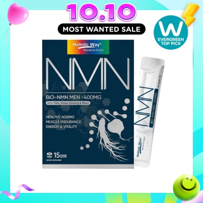 HOLISTIC WAY Bio NMN Men 400mg For Healthy Ageing, Muscle Endurance, Energy, and Vitality 3.5g x 15s image