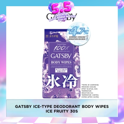 GATSBY - Ice Type Deodorant Body Wipes (Ice Fruity), Remove Sweat, Stickiness And Dirt Effectively 30s