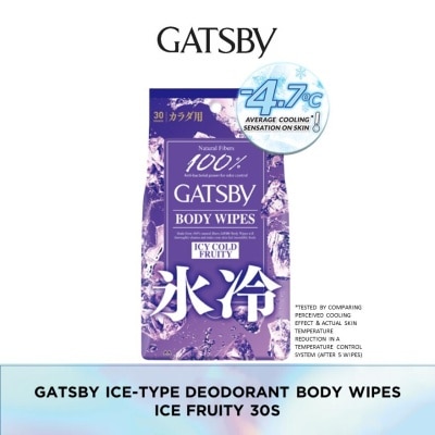 GATSBY Ice Type Deodorant Body Wipes (Ice Fruity), Remove Sweat, Stickiness And Dirt Effectively 30s