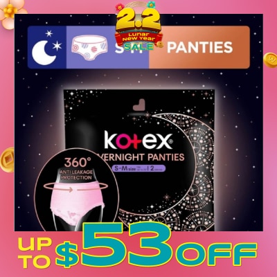 KOTEX Overnight Panties Sleepwell 360° Anti Leakage Protection Size S-M 2s