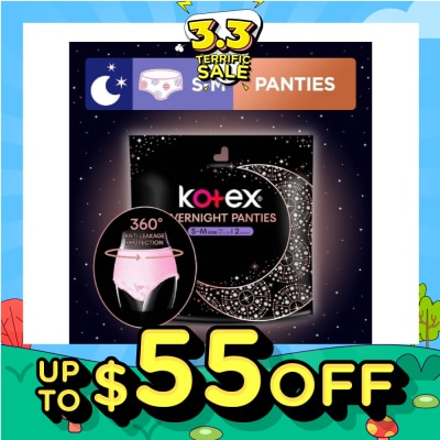 KOTEX Overnight Panties Sleepwell 360° Anti Leakage Protection Size S-M 2s