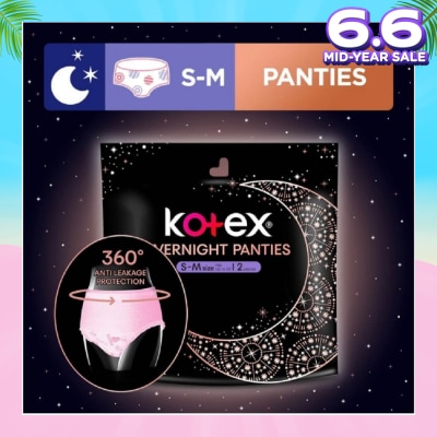 KOTEX Overnight Panties Sleepwell 360° Anti Leakage Protection Size S-M 2s