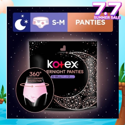 KOTEX Overnight Panties Sleepwell 360° Anti Leakage Protection Size S-M 2s