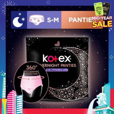 KOTEX Overnight Panties Sleepwell 360° Anti Leakage Protection Size S-M 2s