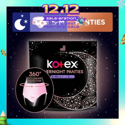 KOTEX Overnight Panties Sleepwell 360° Anti Leakage Protection Size S-M 2s