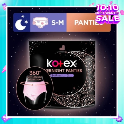 KOTEX Overnight Panties Sleepwell 360° Anti Leakage Protection Size S-M 2s