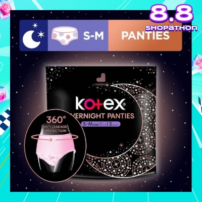 KOTEX Overnight Panties Sleepwell 360° Anti Leakage Protection Size S-M 2s