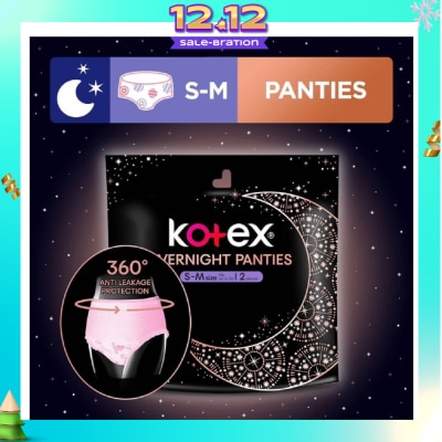 KOTEX Overnight Panties Sleepwell 360° Anti Leakage Protection Size S-M 2s