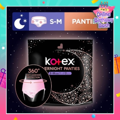 KOTEX Overnight Panties Sleepwell 360° Anti Leakage Protection Size S-M 2s