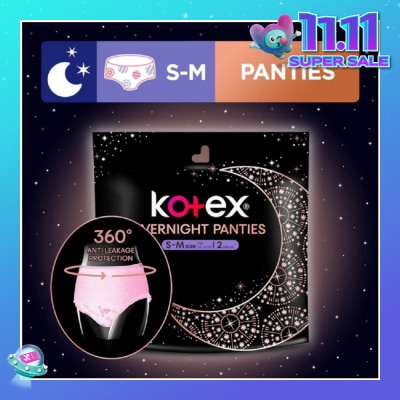 KOTEX Overnight Panties Sleepwell 360° Anti Leakage Protection Size S-M 2s