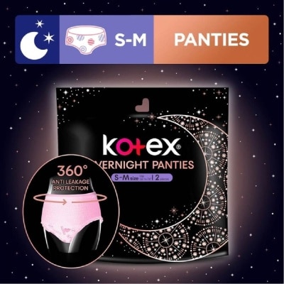 KOTEX Overnight Panties Sleepwell 360° Anti Leakage Protection Size S-M 2s