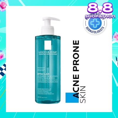 LA ROCHE-POSAY Effaclar Micropeeling Gel Cleanser (with Salicylic Acid for Face & Body Acne-Prone Skin) 400ml