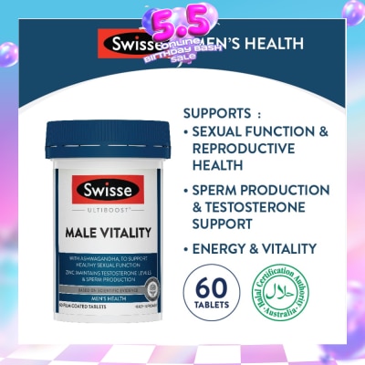 SWISSE - Male Vitality (Support Healthy Male Sexual Function, Vitality And Reproductive System) 60s
