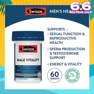 SWISSE Male Vitality (Support Healthy Male Sexual Function, Vitality And Reproductive System) 60s