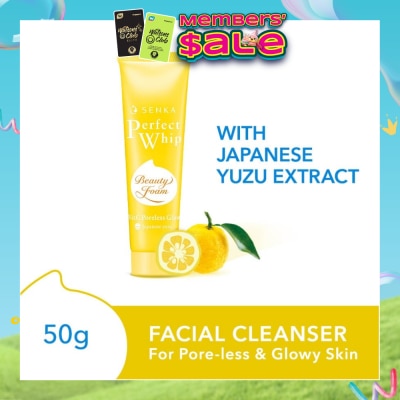 SENKA - Perfect Whip Vitc Poreless Glow Beauty Foam Facial Cleanser (Reduce Pore Appearance And Brightens Skin, For Dull And Dehydrated Skin) 50g