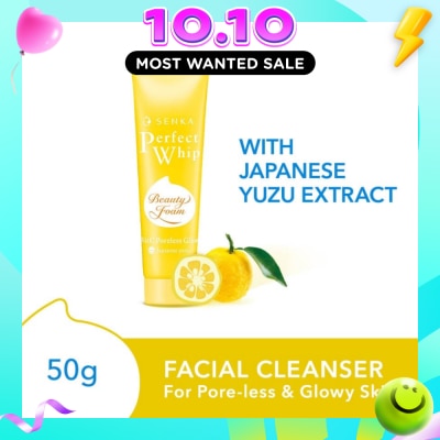 SENKA Perfect Whip Vitc Poreless Glow Beauty Foam Facial Cleanser (Reduce Pore Appearance And Brightens Skin, For Dull And Dehydrated Skin) 50g image