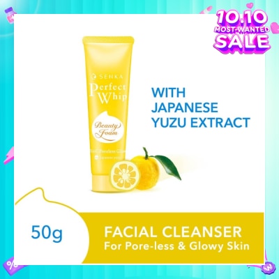 SENKA Perfect Whip Vitc Poreless Glow Beauty Foam Facial Cleanser (Reduce Pore Appearance And Brightens Skin, For Dull And Dehydrated Skin) 50g