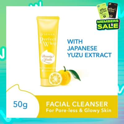 SENKA Perfect Whip Vitc Poreless Glow Beauty Foam Facial Cleanser (Reduce Pore Appearance And Brightens Skin, For Dull And Dehydrated Skin) 50g