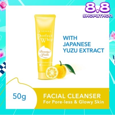 SENKA Perfect Whip Vitc Poreless Glow Beauty Foam Facial Cleanser (Reduce Pore Appearance And Brightens Skin, For Dull And Dehydrated Skin) 50g