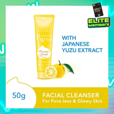 SENKA Perfect Whip Vitc Poreless Glow Beauty Foam Facial Cleanser (Reduce Pore Appearance And Brightens Skin, For Dull And Dehydrated Skin) 50g