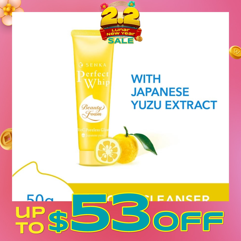 Perfect Whip Vitc Poreless Glow Beauty Foam Facial Cleanser (Reduce Pore Appearance And Brightens Skin, For Dull And Dehydrated Skin) 50g