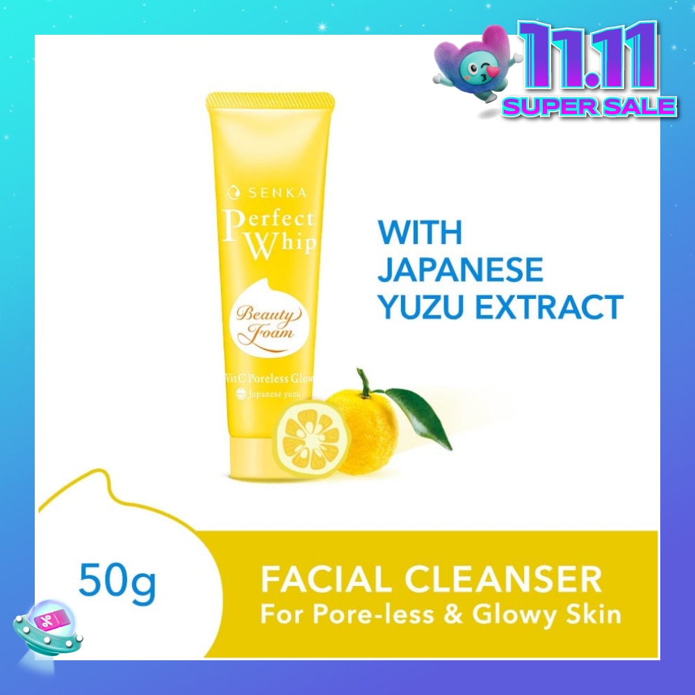 Perfect Whip Vitc Poreless Glow Beauty Foam Facial Cleanser (Reduce Pore Appearance And Brightens Skin, For Dull And Dehydrated Skin) 50g