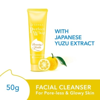 SENKA Perfect Whip Vitc Poreless Glow Beauty Foam Facial Cleanser (Reduce Pore Appearance And Brightens Skin, For Dull And Dehydrated Skin) 50g