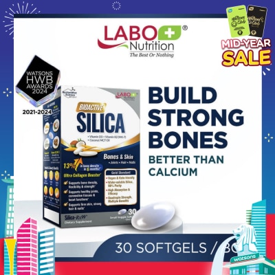 LABO NUTRITION Bioactive Silica Dietary Supplement (Increase Bone Density For Stronger Bones, Intensive Collagen Generator For Skin, Hair Nails) 30s