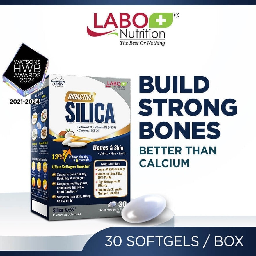 Bioactive Silica Dietary Supplement (Increase Bone Density For Stronger Bones, Intensive Collagen Generator For Skin, Hair Nails) 30s