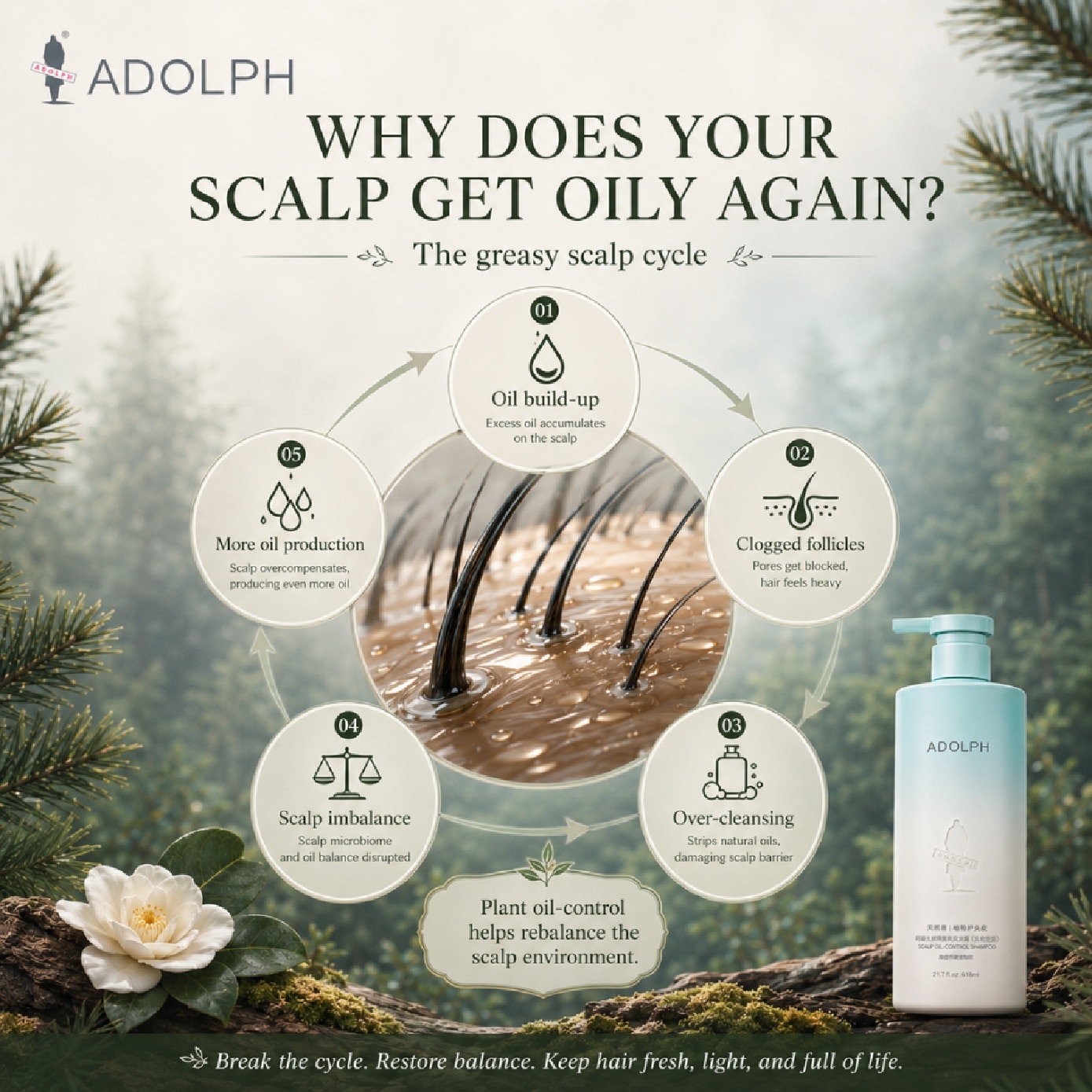 Natural Plant Scented Shampoo (Scalp Oil-Control) 618ml image