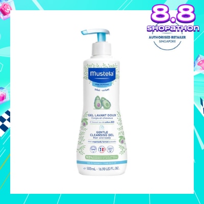 MUSTELA Gentle Cleansing Gel for Hair & Body with Organically Farmed Avocado (Suitable for Newborn onwards) 500ml