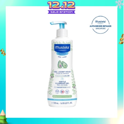 MUSTELA Gentle Cleansing Gel for Hair & Body with Organically Farmed Avocado (Suitable for Newborn onwards) 500ml