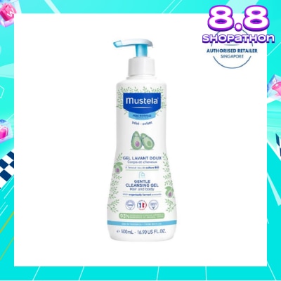MUSTELA Gentle Cleansing Gel for Hair & Body with Organically Farmed Avocado (Suitable for Newborn onwards) 500ml