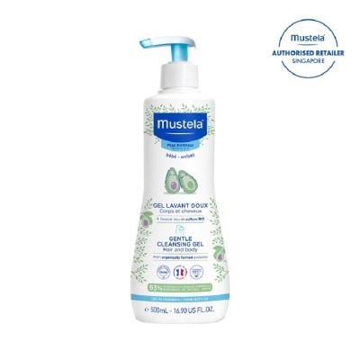 MUSTELA Gentle Cleansing Gel for Hair & Body with Organically Farmed Avocado (Suitable for Newborn onwards) 500ml