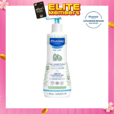 MUSTELA Gentle Cleansing Gel for Hair & Body with Organically Farmed Avocado (Suitable for Newborn onwards) 500ml